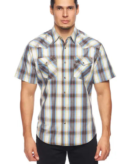 RODEO CLOTHING MEN'S PLAID SHORT SLEEVE SNAP Ps400s-Sept