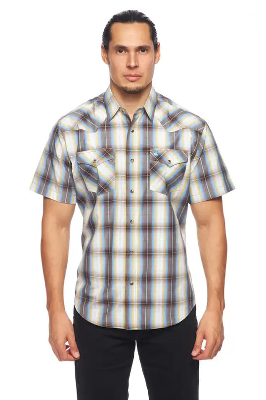 RODEO CLOTHING MEN'S PLAID SHORT SLEEVE SNAP Ps400s-Sept
