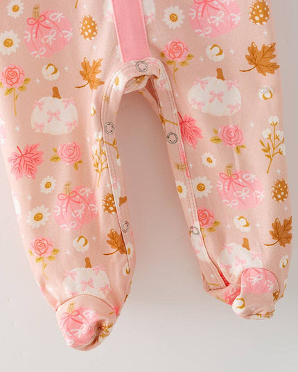 Creamy & pink pumpkin printed baby bodysuit. RPG64147 SOL