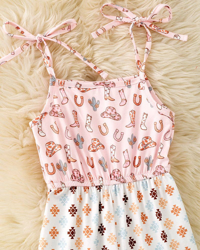 Western multi patch printed romper. PNG60187 JEAN