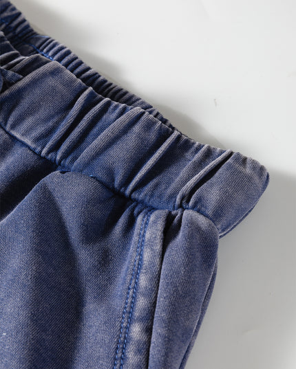 Ashleigh Blue Careys Mineral Wash Tiered Wide Leg Patchwork Drawstring Pants