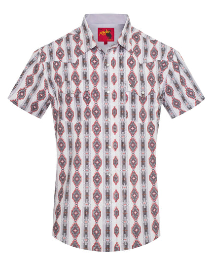 Men's Western Pearl Snap Aztec Print Shirt-MPS110S-1058