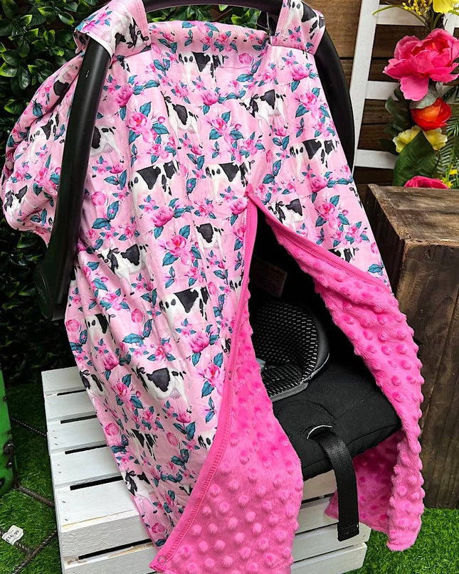 Cow/floral printed car seat cover. ZYTG25153023 M