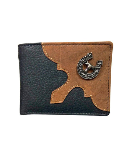 Mixed Media Bifold Rodeo Wallet with Medallion AB1915