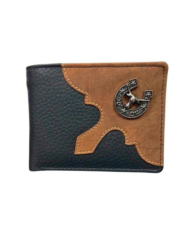 Mixed Media Bifold Rodeo Wallet with Medallion AB1915