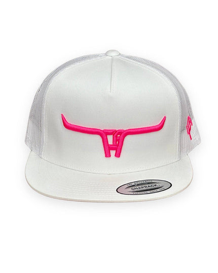 "CA Longhorn" Pink Puff - 6006 White/ White Mesh, Snapback Cap (2024)