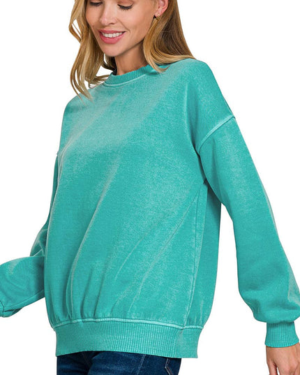 SI-27206 Pigment Dye Fleece Oversized Pullover Zenana