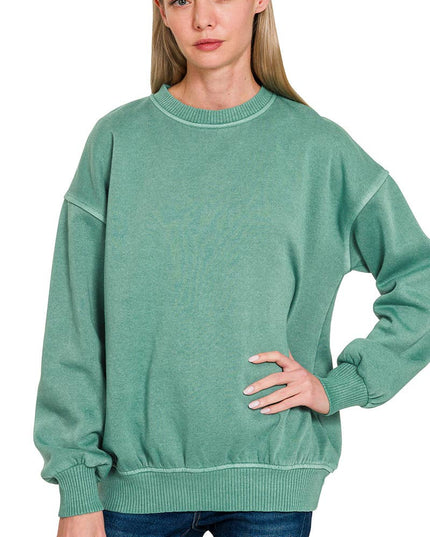 SI-27206 Pigment Dye Fleece Oversized Pullover Zenana