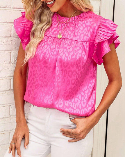 Urban print stain ruffle t-shirt top