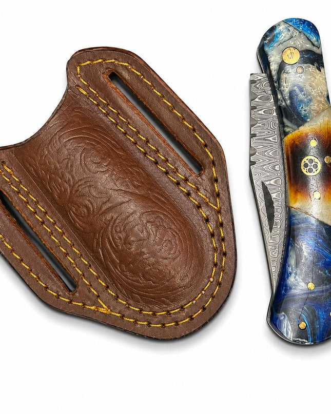 Titan Ocean Storm Damascus Folding Knife TFT-114