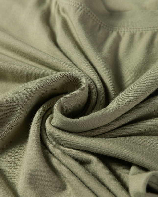 Laurel Green Solid Color Long Sleeve Fitted Top