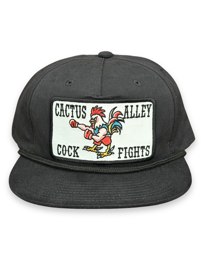 "Cock Fights"- CA 256 Black/ Black Rope, Snapback Cap (2025)