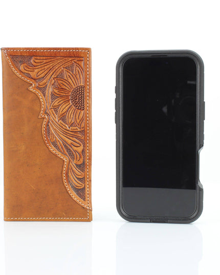 Oil Pull Up Tooled Leather Accent Rodeo Wallet ABW027