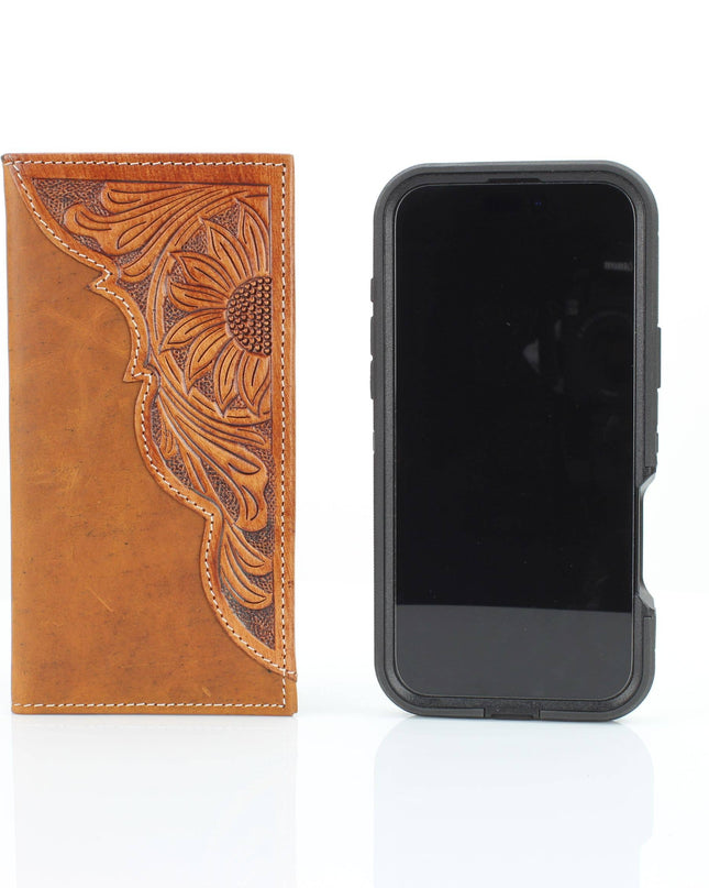 Oil Pull Up Tooled Leather Accent Rodeo Wallet ABW027