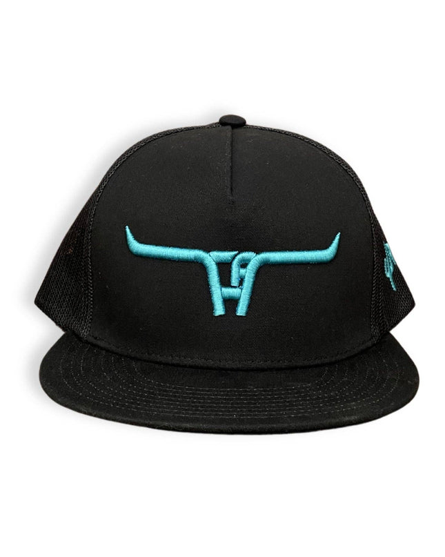 "CA Longhorn" Turquoise Puff - 6006 Black/ Black Mesh, Snapback Cap (WESA JAN 2024)
