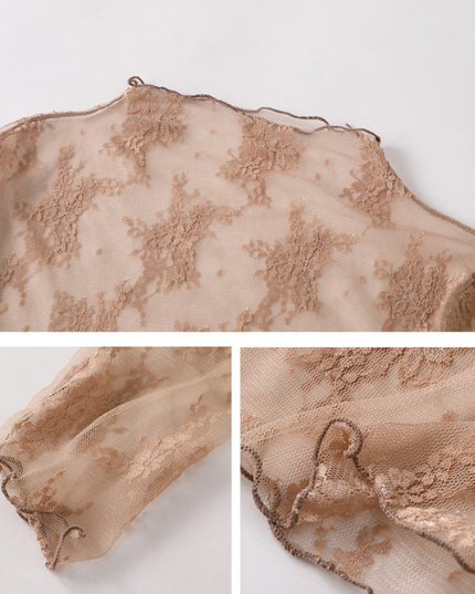 Semi Sheer Mesh Floral Lace Layering See Through Top