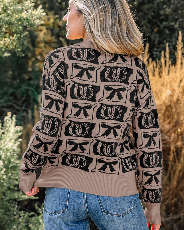 Black Bows & Horseshoes Pattern Western Fashion Print Sweater