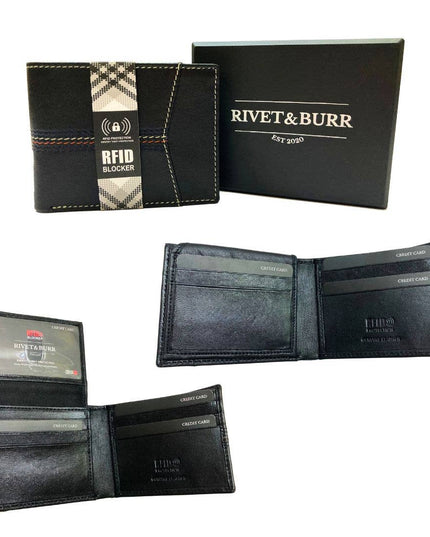 Contrast Stitch Bifold Wallet w/ Vanity Tray & Keychain