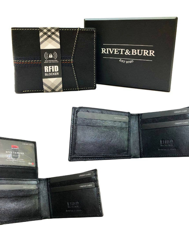Contrast Stitch Bifold Wallet w/ Vanity Tray & Keychain