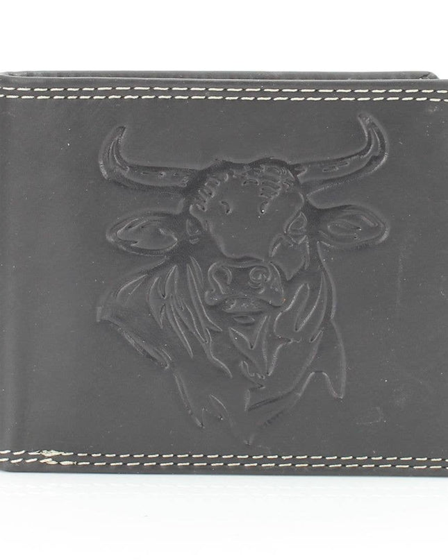 Oil Pull Up Embossed Steer Bifold Wallet ABB 006