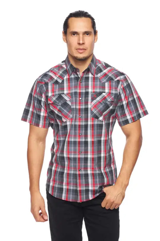 RODEO CLOTHING MEN'S PLAID SHORT SLEEVE SNAP Ps400s-Sept
