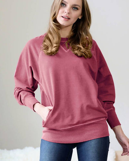 `Washed French Terry Pullover With Side Pockets