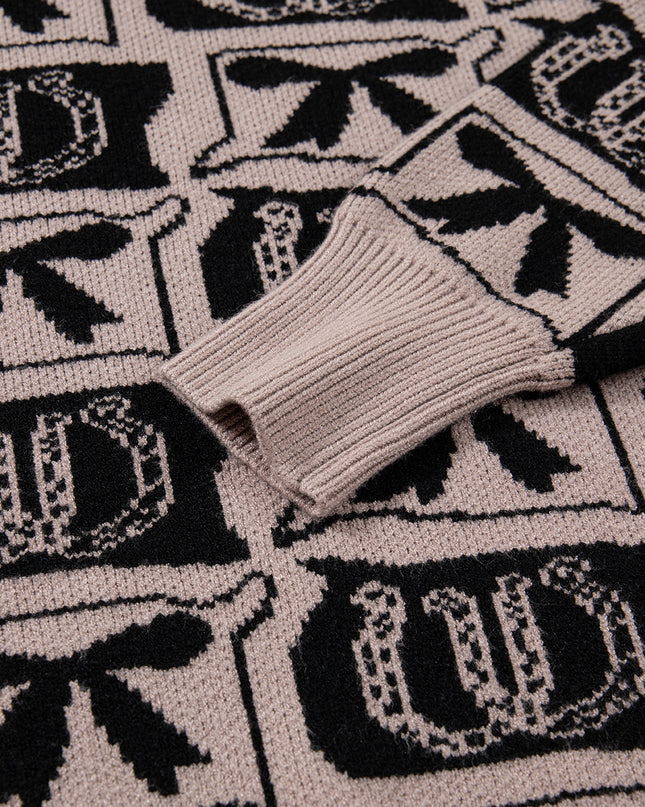 Black Bows & Horseshoes Pattern Western Fashion Print Sweater