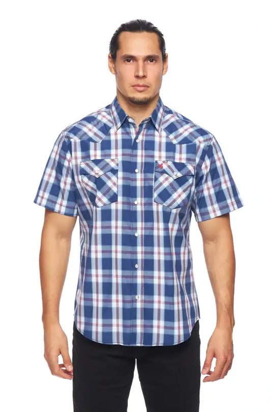 RODEO CLOTHING MEN'S PLAID SHORT SLEEVE SNAP Ps400s-Sept