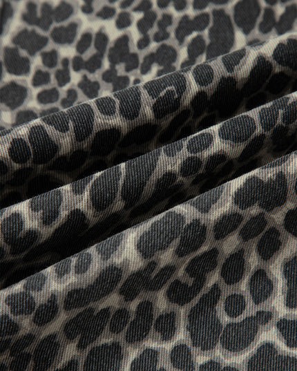 Black Leopard Print High Waist Barrel Jeans
