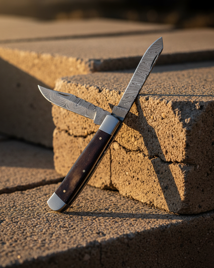 Damascus Dual-Blade Folding Knife