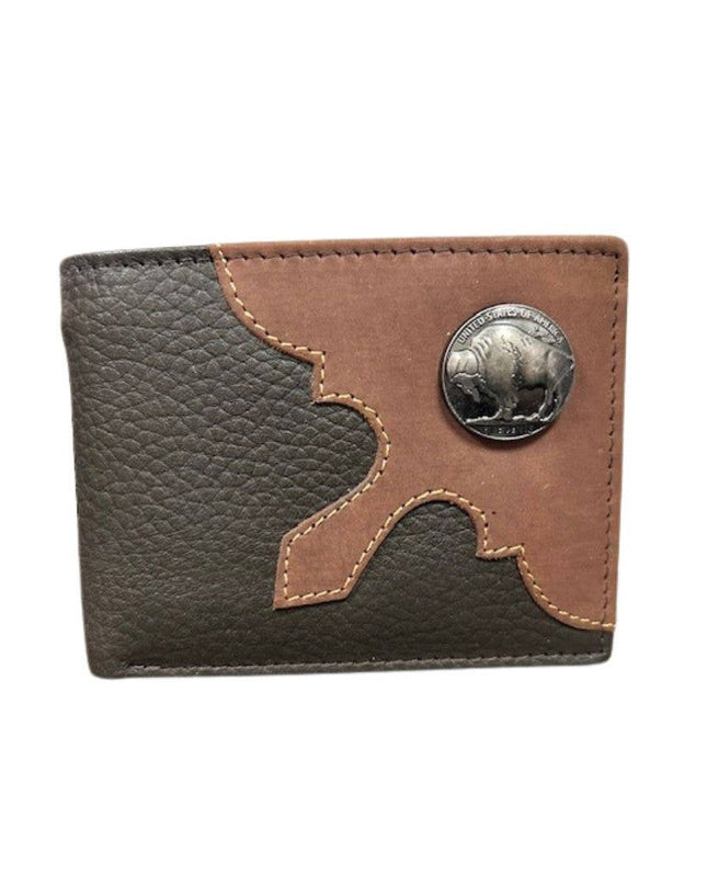 Mixed Media Bifold Rodeo Wallet with Medallion AB1915