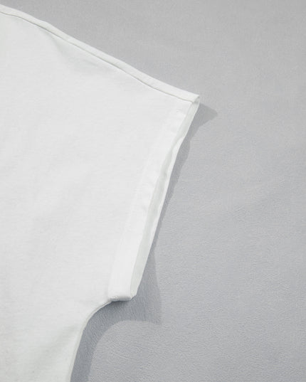 White Plus Size Leopard Bow Embroidered Patch Casual T Shirt