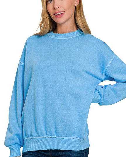 SI-27206 Pigment Dye Fleece Oversized Pullover Zenana