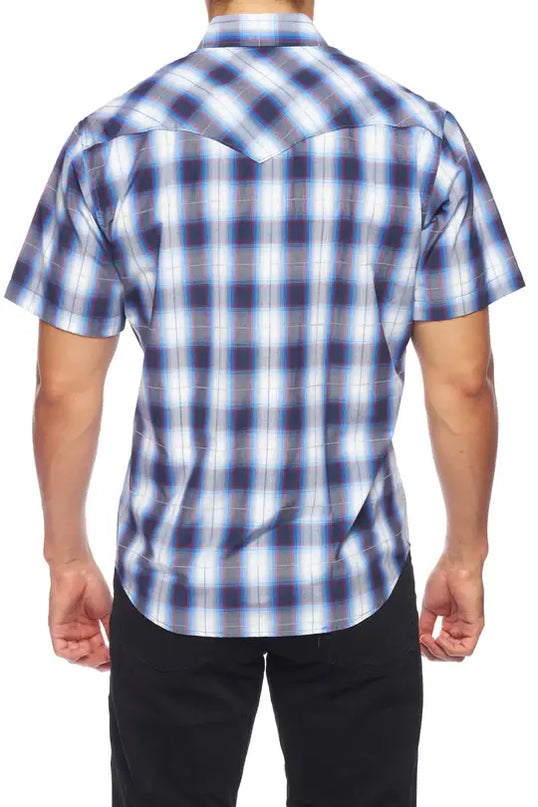 RODEO CLOTHING MEN'S PLAID SHORT SLEEVE SNAP Ps400s-Sept