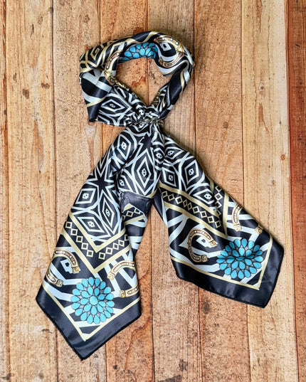 AVS-903 HORSESHOE PRINT SILK SQUARE WILD RAG 36X6