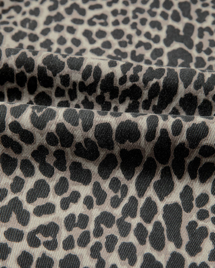 Black Leopard Print Wide Leg High Waist Jeans