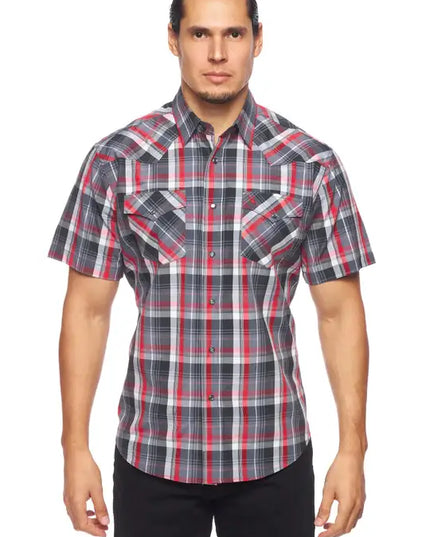 RODEO CLOTHING MEN'S PLAID SHORT SLEEVE SNAP Ps400s-Sept