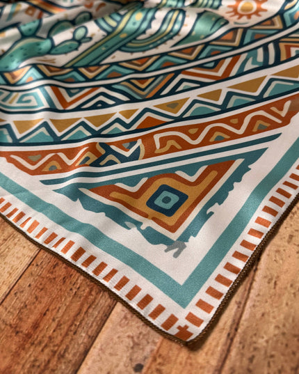 AVS-855 AZTEC CACTI PRINT SILK WILD RAG 36X36