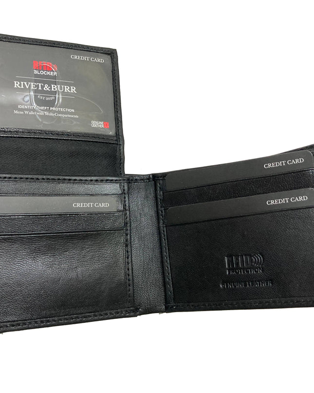 Contrast Stitch Bifold Wallet w/ Vanity Tray & Keychain