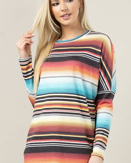 KC010-JOAN PLUS SIZE SERAPE PRINT DOLMAN TOP