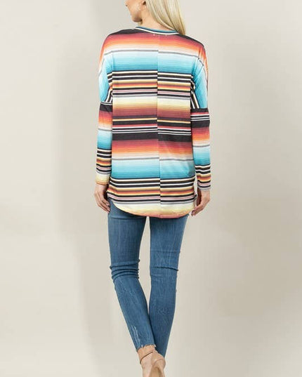 KC010-JOAN PLUS SIZE SERAPE PRINT DOLMAN TOP