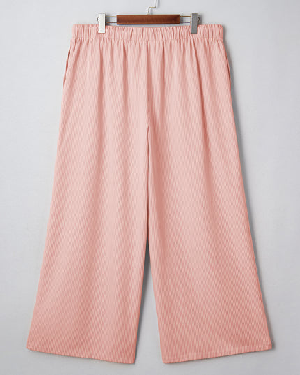 Pink Stripe Drawstring Plus Size Loose Pants