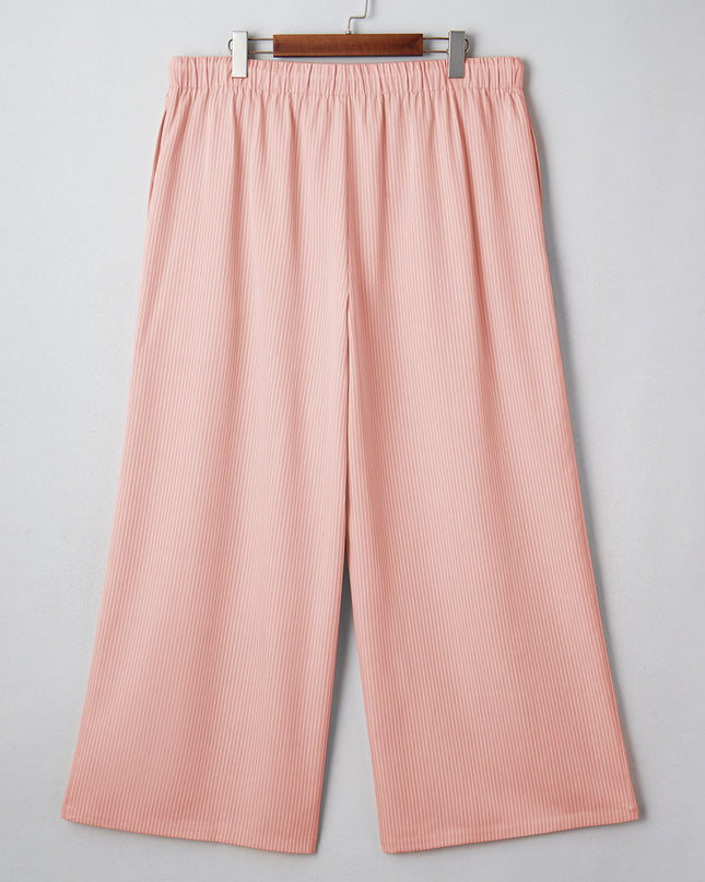 Pink Stripe Drawstring Plus Size Loose Pants