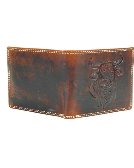 Oil Pull Up Embossed Steer Bifold Wallet ABB 006