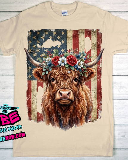 Highland Cow Vintage Flag