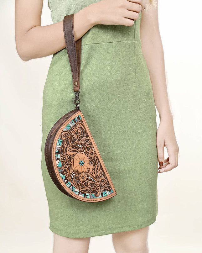 ADBG1433A Taco Hand Tooled Genuine Western Leather Women Bag
