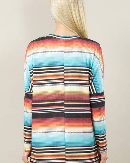 KC010-JOAN PLUS SIZE SERAPE PRINT DOLMAN TOP