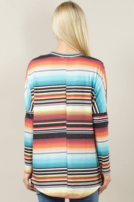 KC010-JOAN PLUS SIZE SERAPE PRINT DOLMAN TOP
