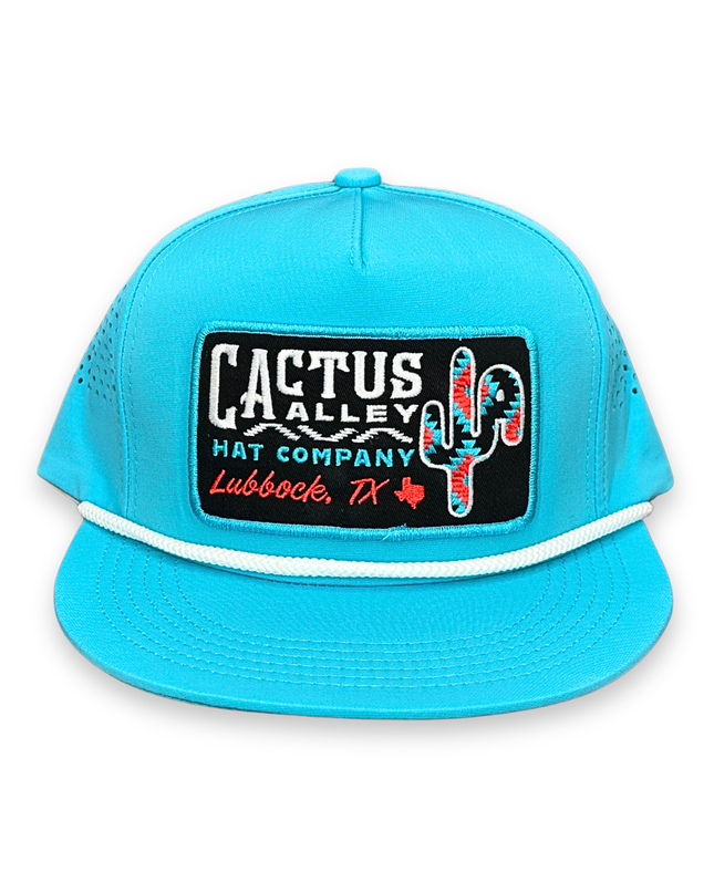 "New Mexico" - CA Turquoise Laser Holes/ White Rope, Snapback Cap (2025)