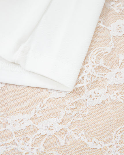 White Sheer Lace Frilly Ruffles High Low Long Skirt